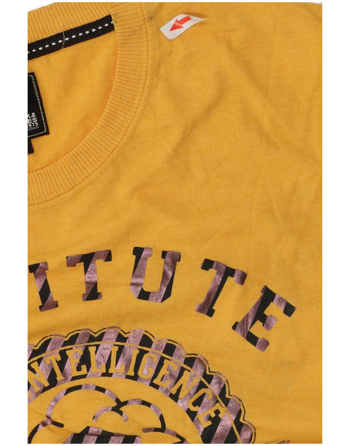 Jack & Jones Camiseta masculina gráfica manga comprida algodão amarelo médio