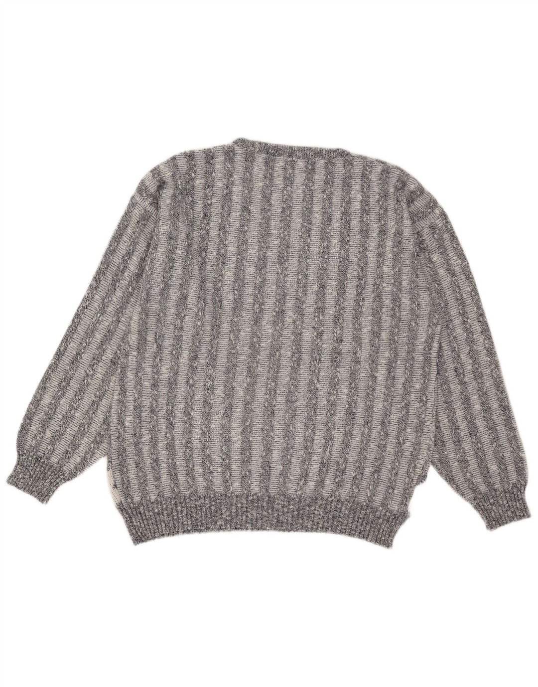 Suéter vintage masculino com gola redonda IT 50 acrílico geométrico cinza médio