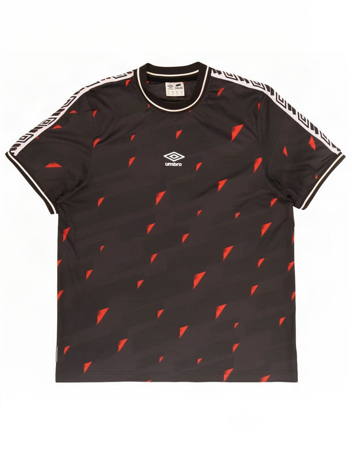 Camiseta gráfica masculina Umbro Top 2XL poliéster geométrico preto