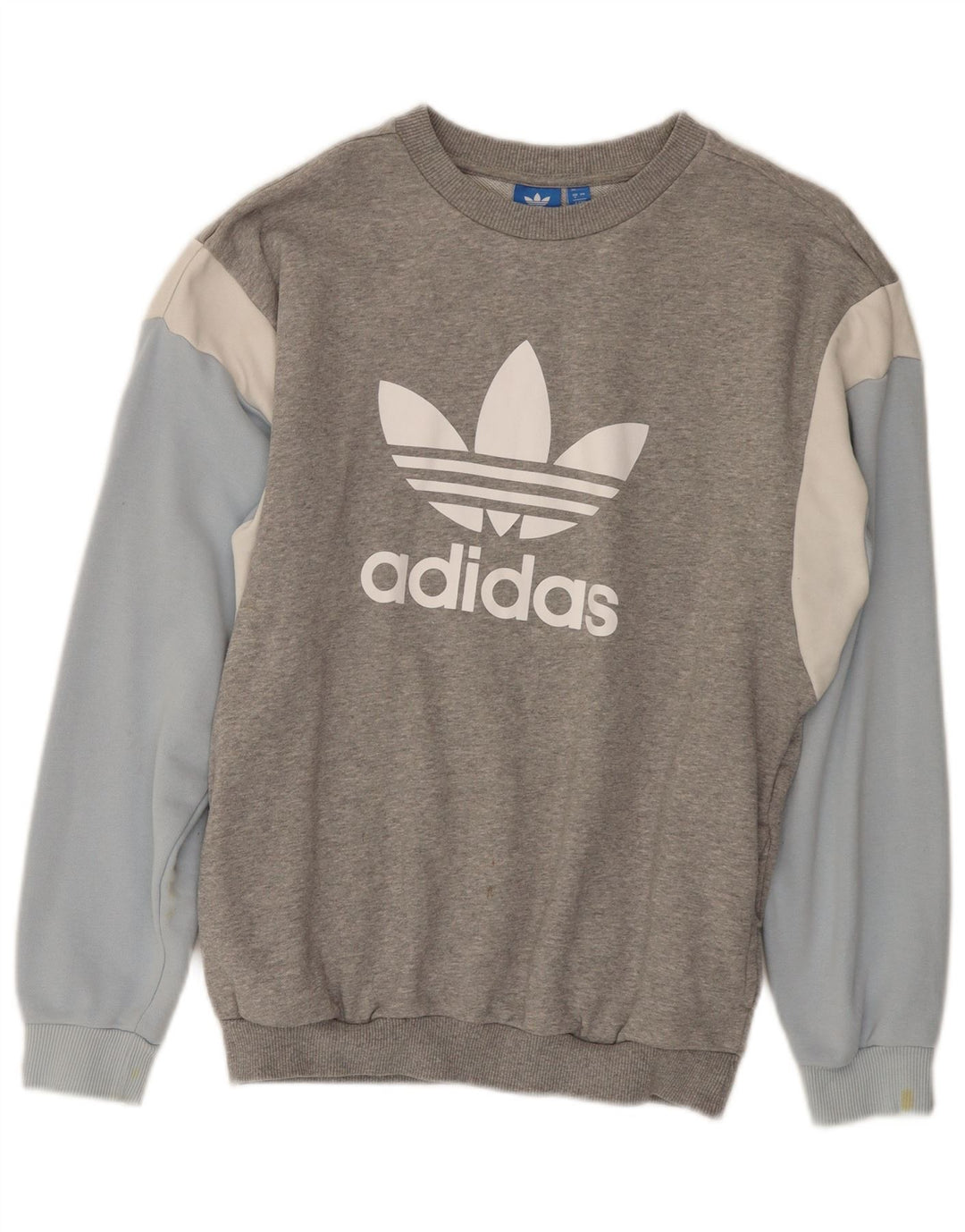 Adidas feminino gráfico moletom jumper UK 8 pequeno cinza colorblock