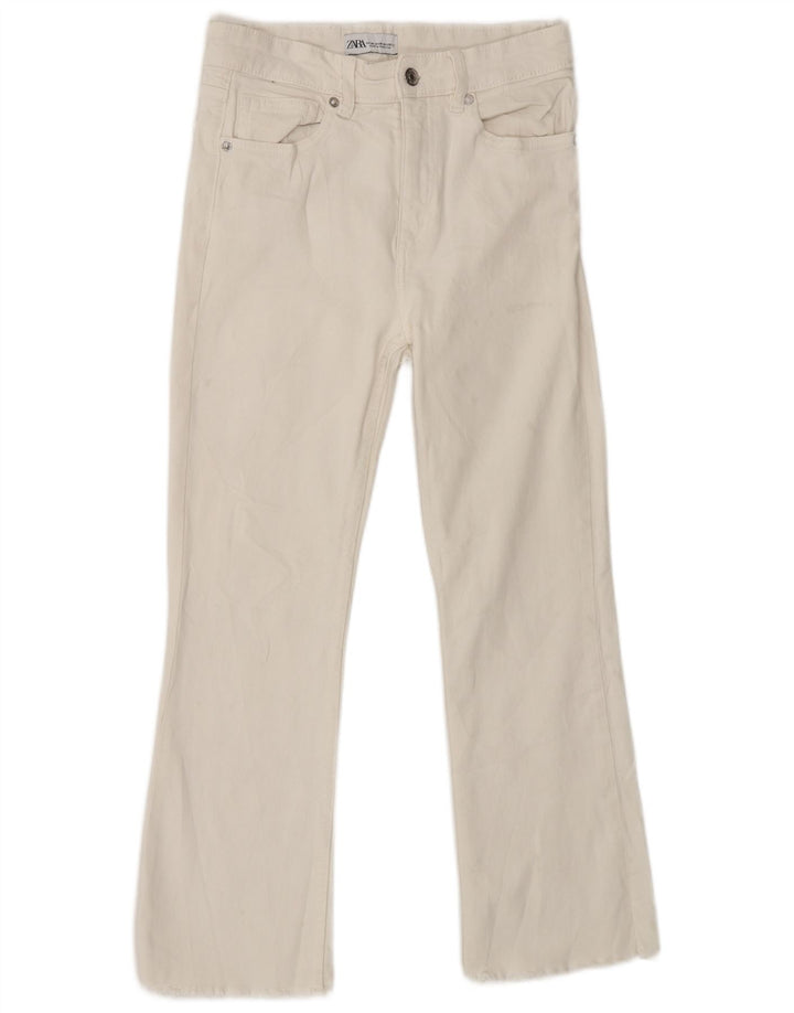 Zara Jeans feminino cintura alta bootcut UE 38 pequeno W28 L25 branco