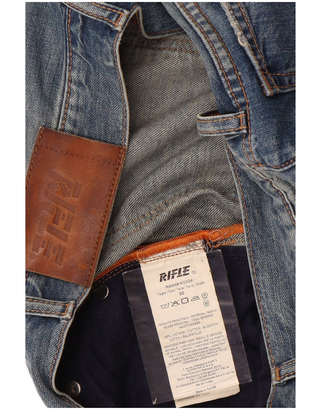 Rifle Mens Straight Jeans W30 L31 Azul Algodão