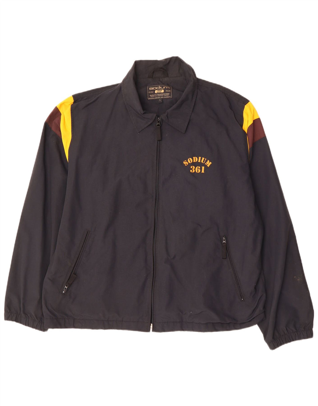 Jaqueta masculina VINTAGE com agasalho gráfico grande bloco colorido azul marinho