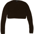 Topshop Womens Crop Top Long Sleeve UK 12 Medium Khaki Viscose
