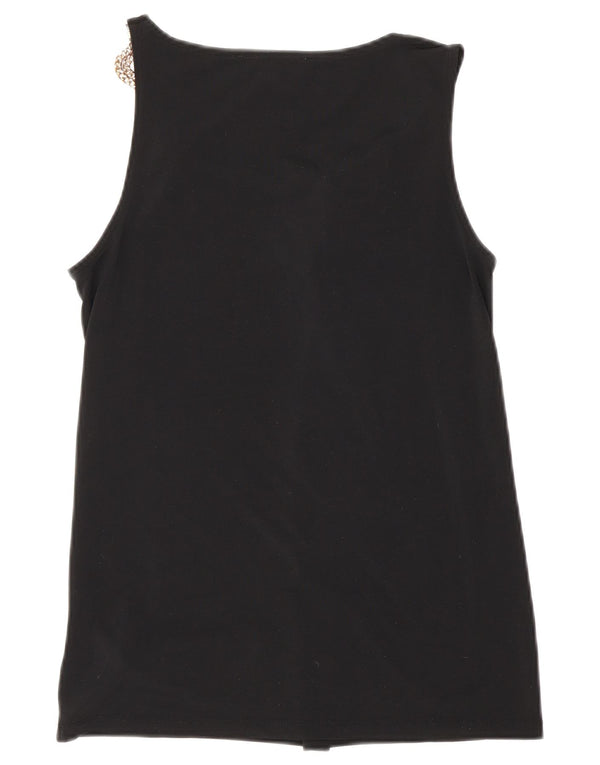 Blusa feminina sem mangas Michael Kors UK 10 poliéster preto pequeno