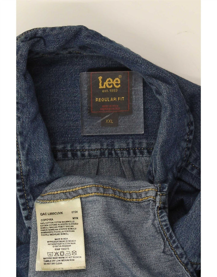 Camisa jeans masculina Lee Regular Fit 2XL algodão azul