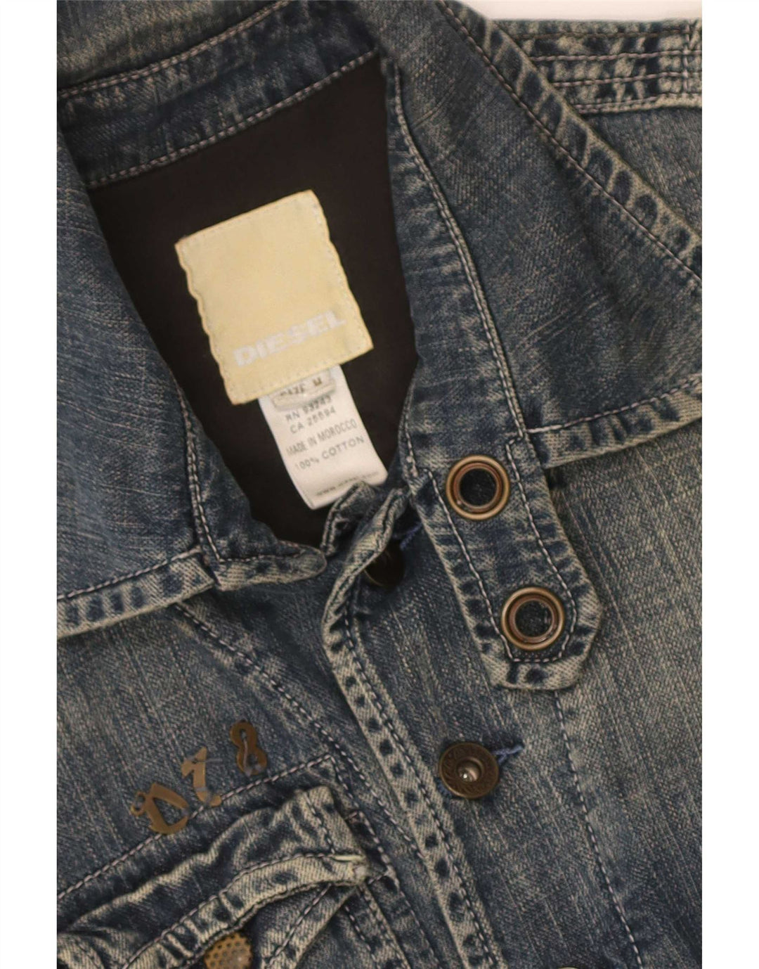 Jaqueta jeans feminina Diesel UK 12 algodão azul médio