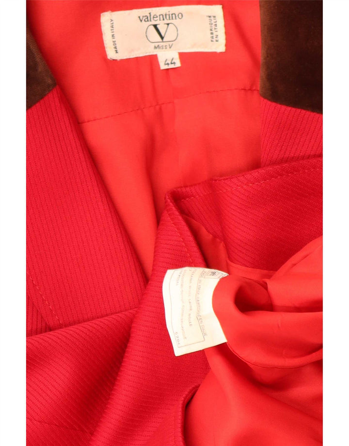 Jaqueta Blazer Feminina de 2 Botões Valentino UE 44 XL Lã Colorblock Vermelha