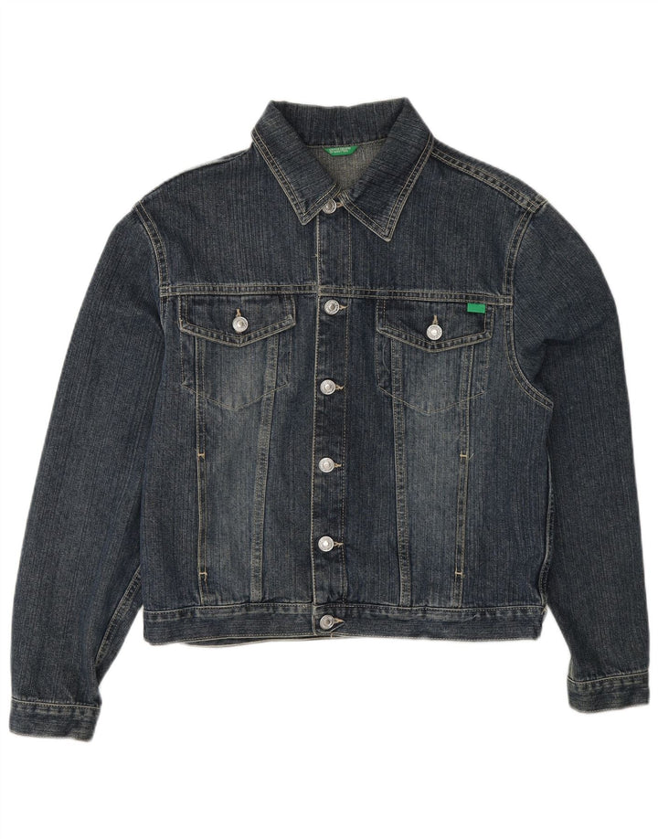 Jaqueta jeans feminina BENETTON UK 18 XL algodão azul