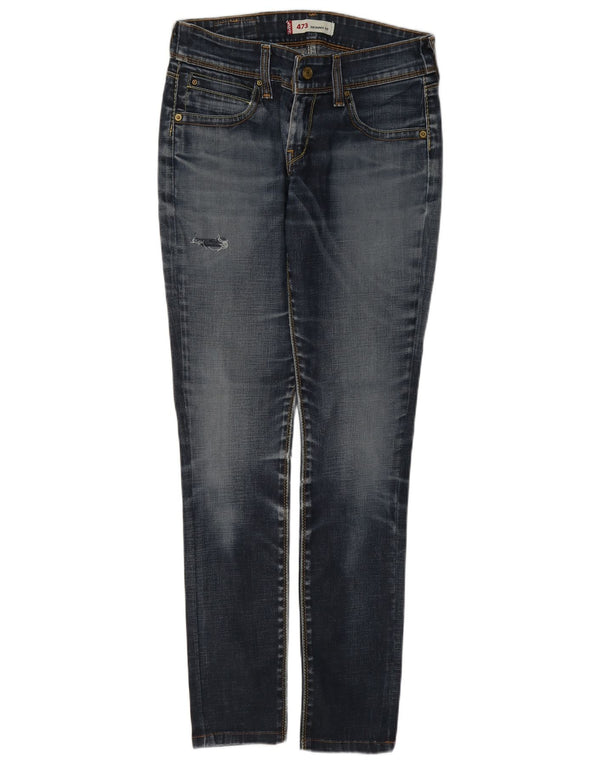 Calça jeans feminina Levi's 473 Distressed Slim Skinny W29 L30 Azul Algodão