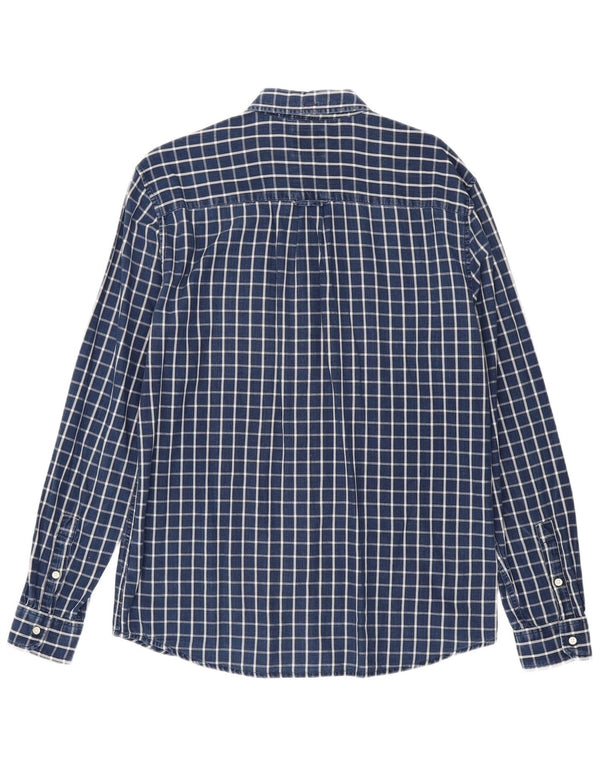 Camisa Wrangler masculina regular fit médio algodão xadrez azul marinho