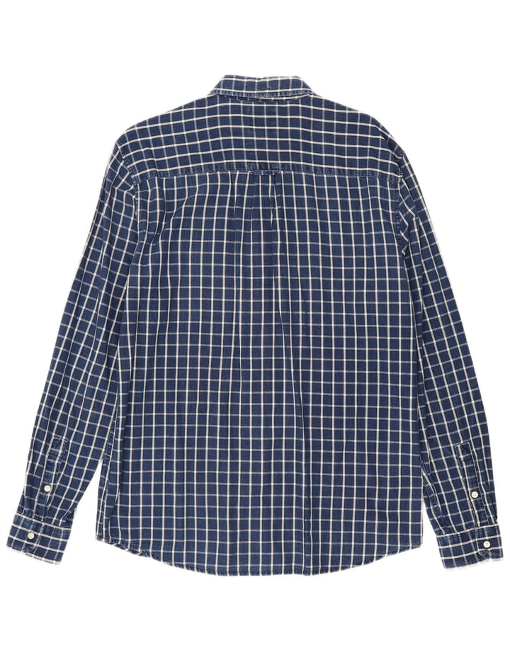 Camisa Wrangler masculina regular fit médio algodão xadrez azul marinho