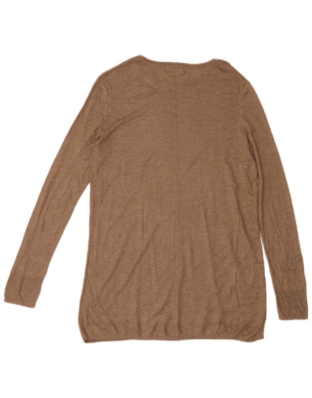 Zara Womens Longline Top Manga Longa Reino Unido 14 Médio Marrom Viscose