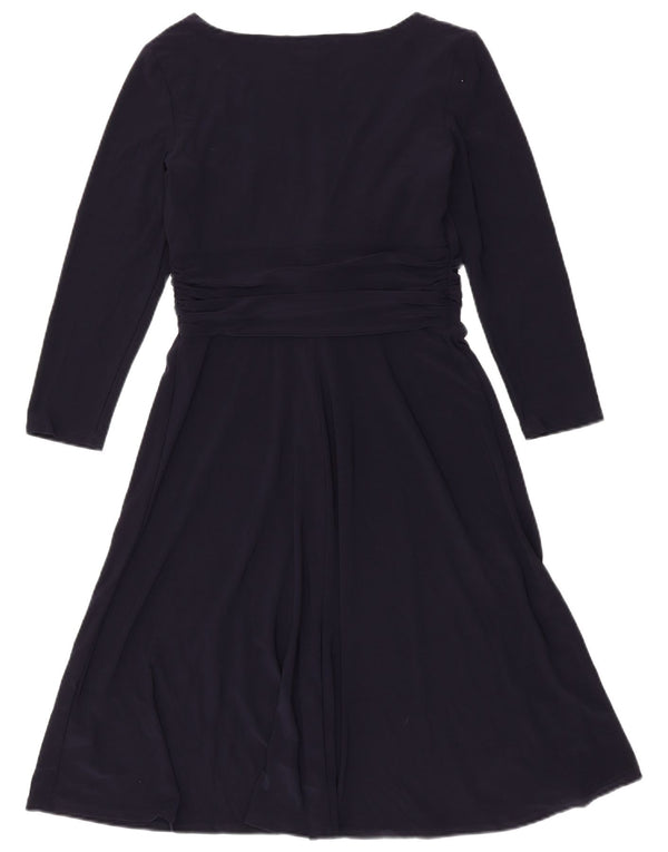 Vestido feminino Chaps manga 3/4 linha A UK 12 médio azul marinho poliéster