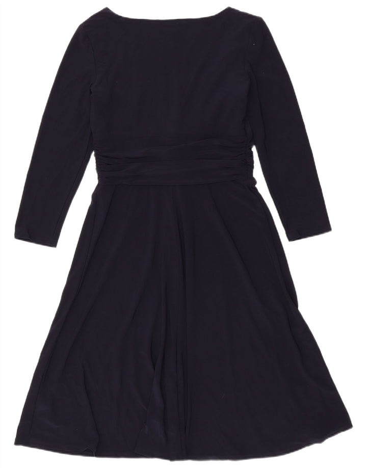 Vestido feminino Chaps manga 3/4 linha A UK 12 médio azul marinho poliéster