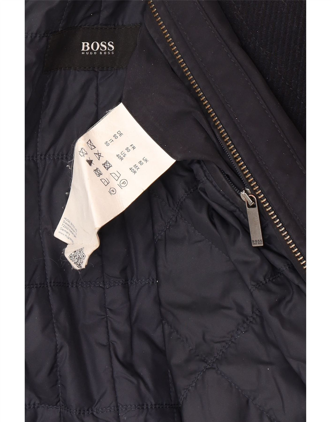Sobretudo masculino Hugo Boss EU 50 grande lã azul marinho