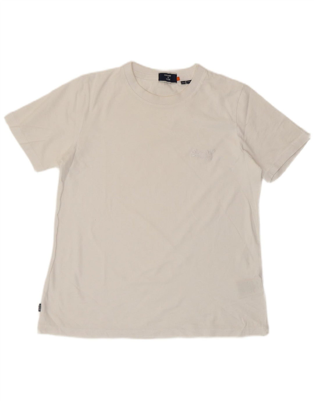 Camiseta feminina SUPERDRY UK 8 pequena algodão branco