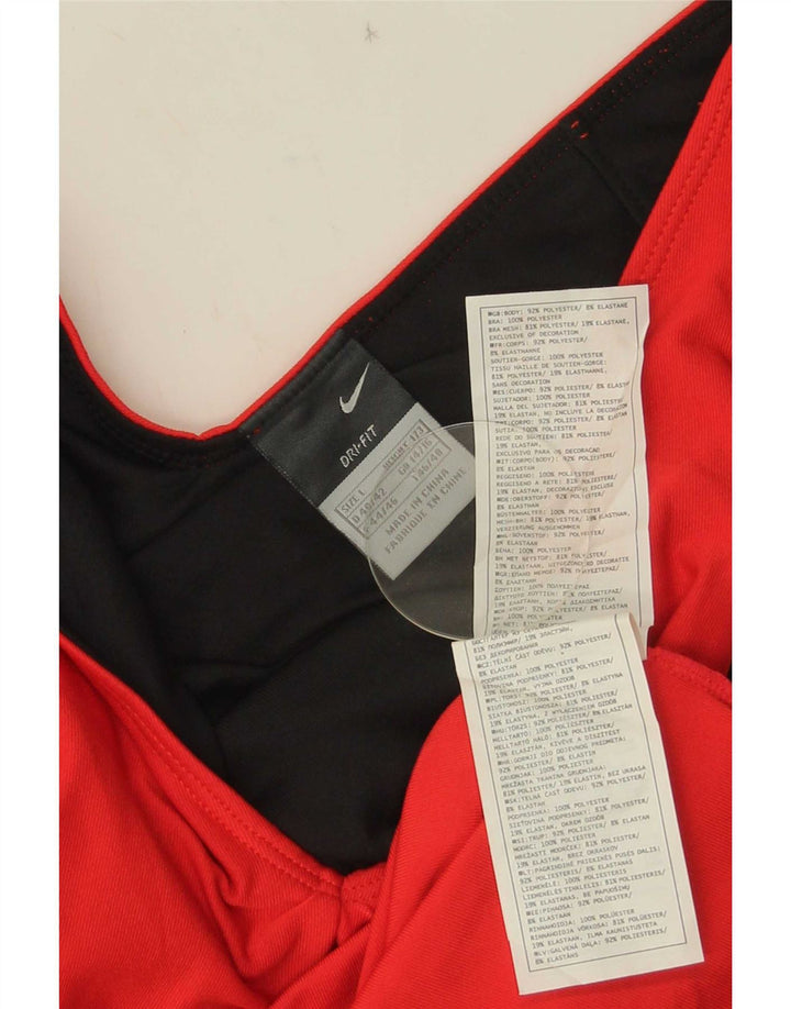 Nike Womens Dri Fit Vest Top UK 14/16 Grande Vermelho Colorblock Poliéster