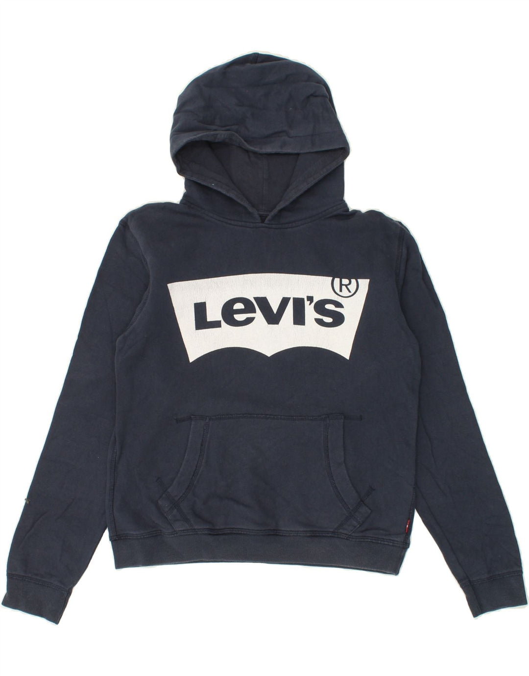 LEVI'S Boys Graphic Hoodie Jumper 13-14 Years Navy Blue Cotton Vintage Levi's and Second-Hand Levi's from Messina Hembry 