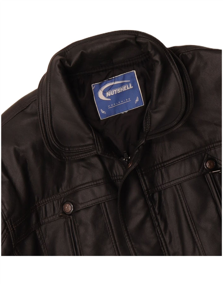 Casaco de couro masculino NUTSHELL UK 40 grande preto