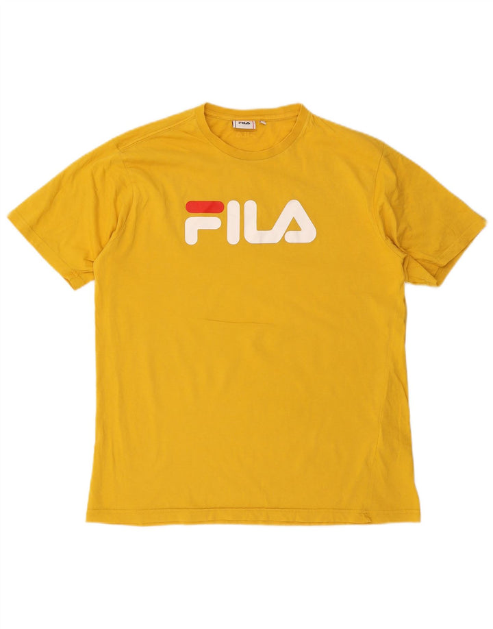 Camiseta masculina Fila Graphic Top grande algodão amarelo