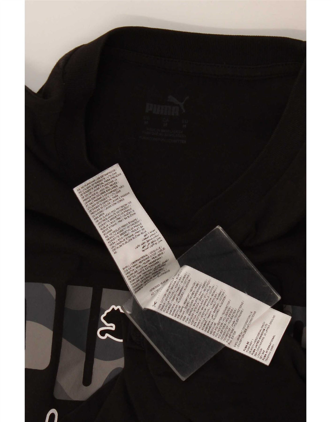 Puma Mens Graphic T-Shirt Top Médio Algodão Preto