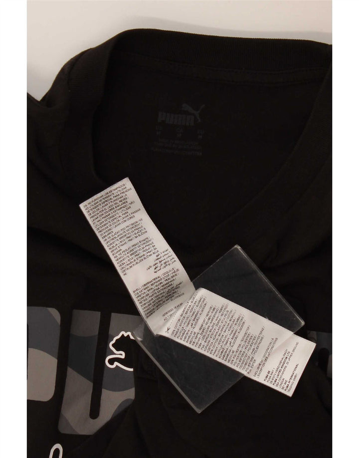 Puma Mens Graphic T-Shirt Top Médio Algodão Preto