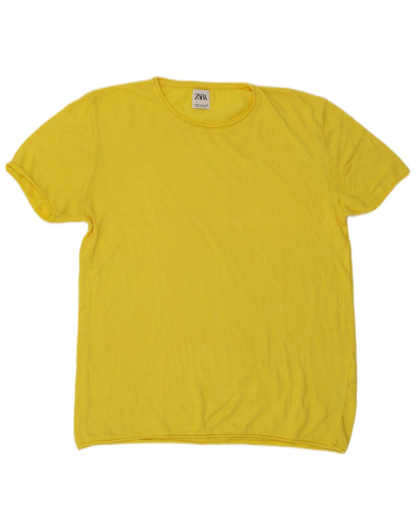 Camiseta masculina Zara Top médio algodão amarelo