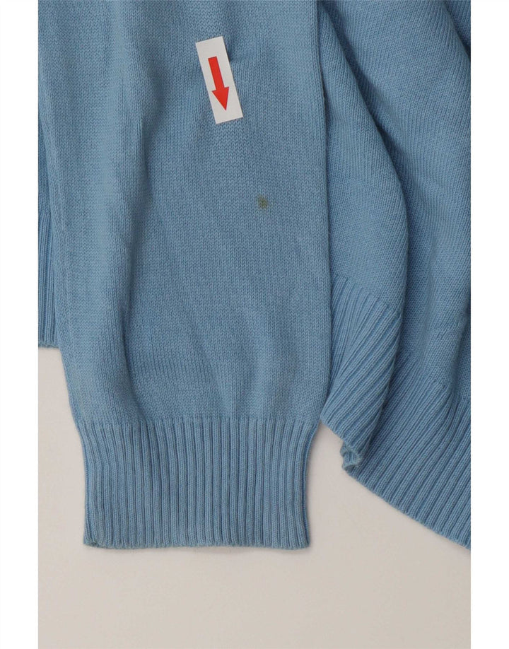 Suéter feminino Zara com decote em V Reino Unido 12 algodão azul médio