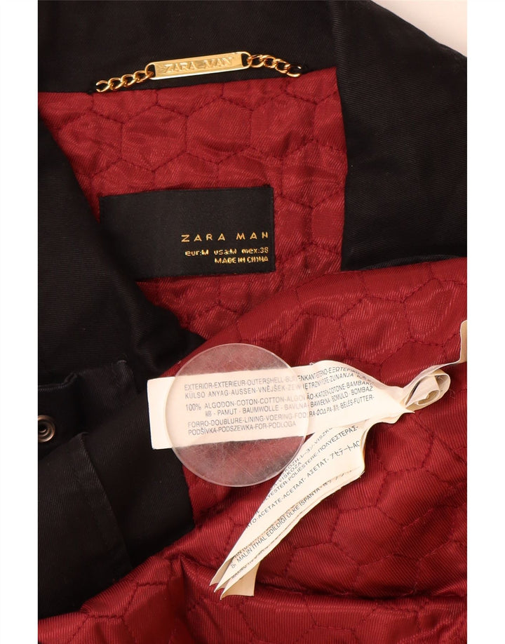 Jaqueta utilitária masculina ZARA UK 38 algodão preto médio