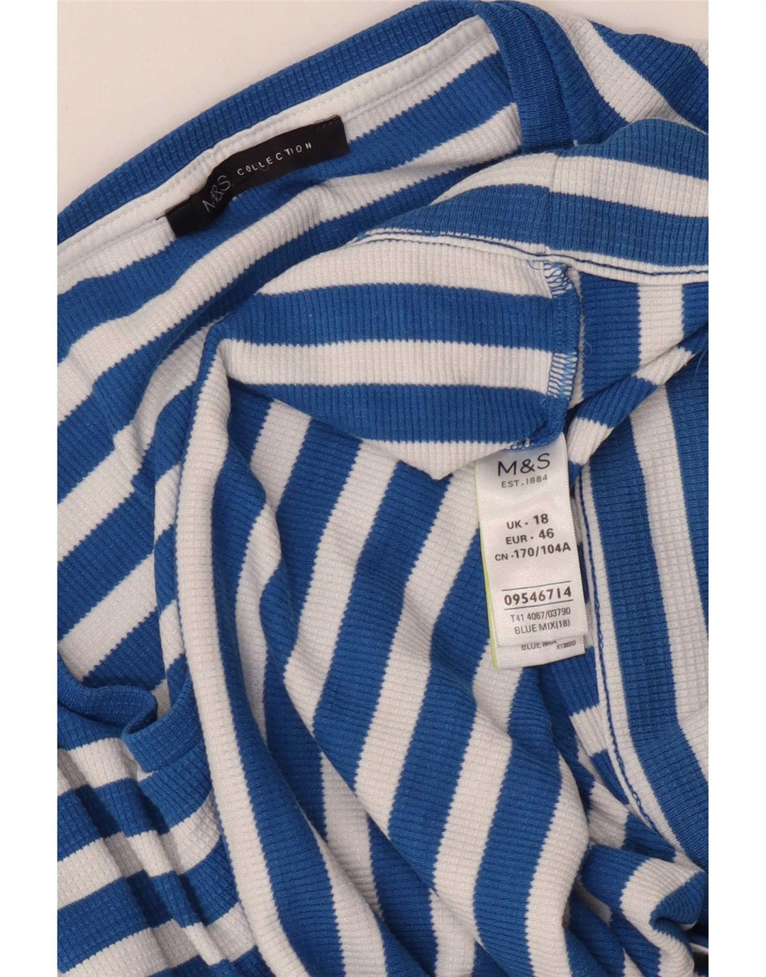 Blusa feminina Marks & Spencer UK 18 XL poliéster listrado azul