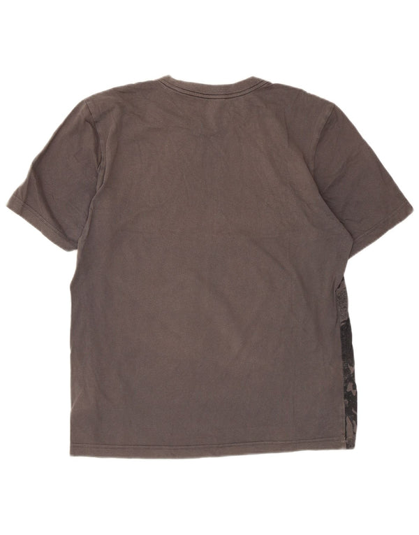 Adidas Mens Abstract Pattern Camiseta Top Pequeno Algodão Cinza