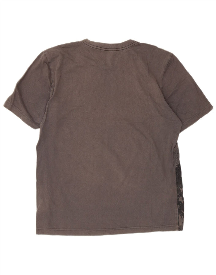 Adidas Mens Abstract Pattern Camiseta Top Pequeno Algodão Cinza