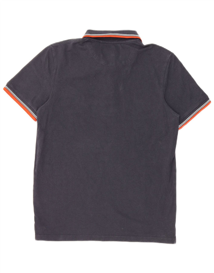Camisa polo masculina Lyle & Scott pequena listrada azul marinho de algodão