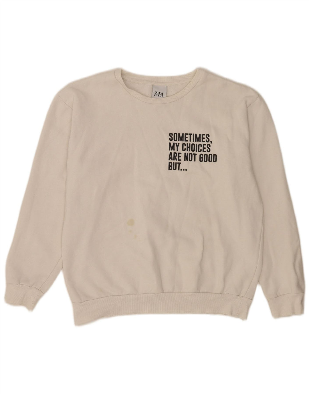 Zara moletom feminino com ajuste regular gráfico grande branco