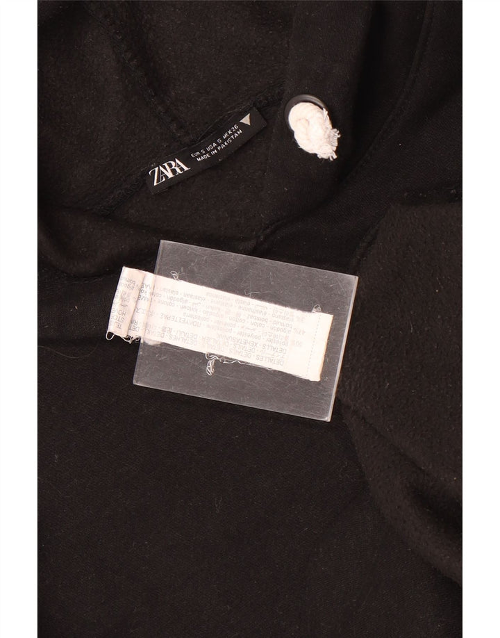 Zara Mens Loose Fit Hoodie Jumper Pequeno Poliéster Preto