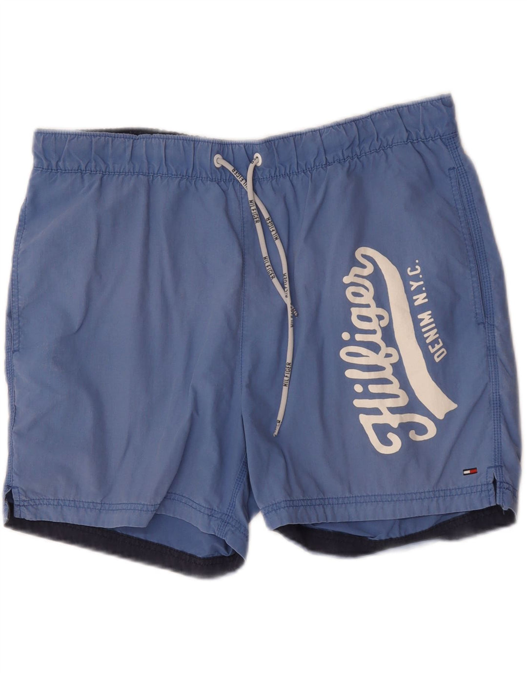 Shorts de natação masculino Tommy Hilfiger gráfico grande azul poliéster