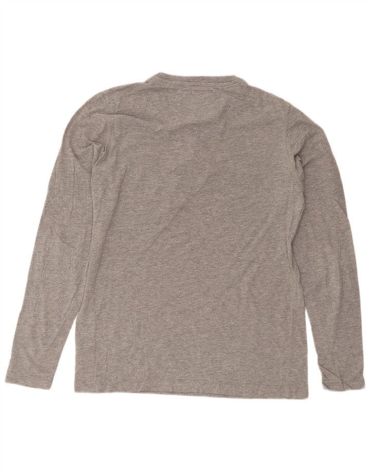 Jack & Jones Camiseta masculina de manga comprida grande algodão manchado cinza
