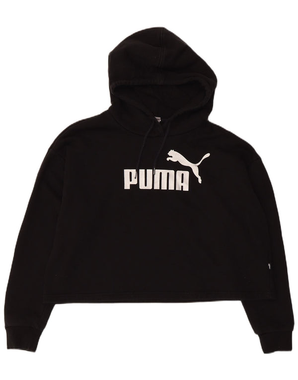 Puma Womens Crop Graphic Oversized Hoodie Jumper Reino Unido 14 Médio Algodão Preto