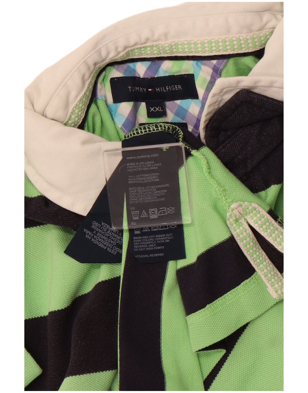 Camisa polo masculina de rugby TOMMY HILFIGER 2XL algodão listrado verde