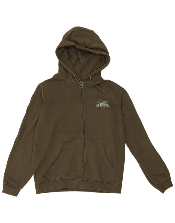 Suéter masculino com capuz e zíper gráfico Mountain Warehouse pequeno algodão cáqui