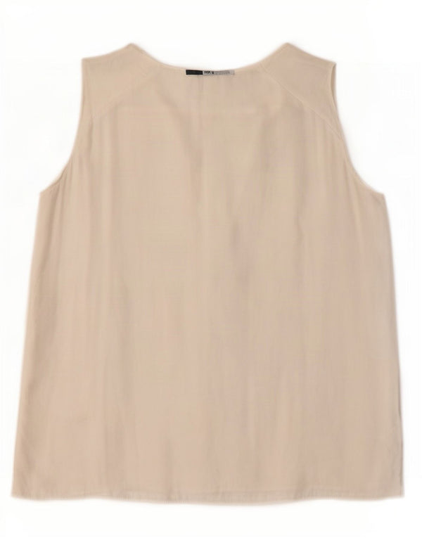 Blusa feminina Zara sem mangas com babados na frente Reino Unido 12 médio branco