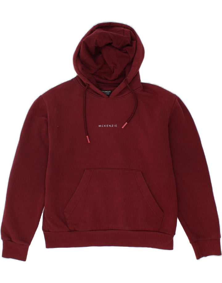 MCKENZIE Womens Oversized Hoodie Jumper UK 4 XS Burgundy Cotton Vintage Mckenzie and Second-Hand Mckenzie from Messina Hembry 