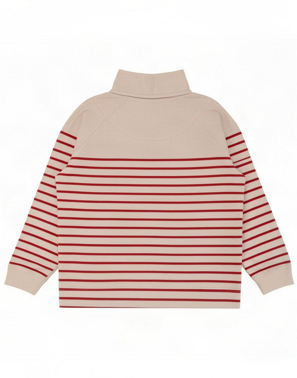 Moletom feminino com zíper e gola redonda, suéter UK 10 pequeno listrado branco