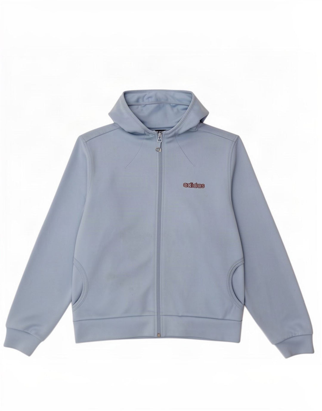 Suéter adidas feminino com capuz e zíper UK 14 poliéster azul médio