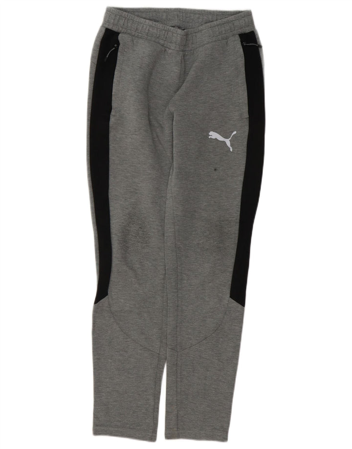 Calça de treino masculina Puma pequena cinza colorblock algodão