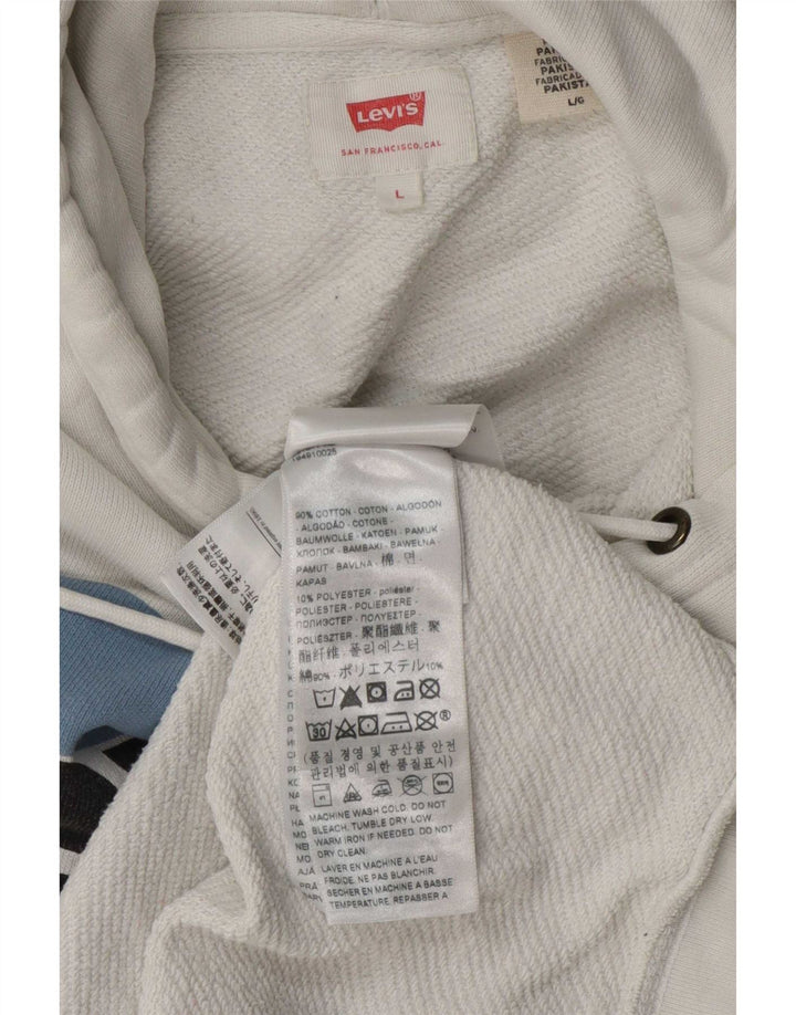 Suéter com capuz gráfico masculino Levi's grande algodão branco