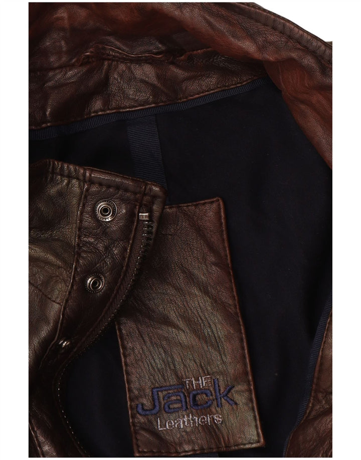 Jaqueta de couro masculina vintage IT 54 2XL couro marrom