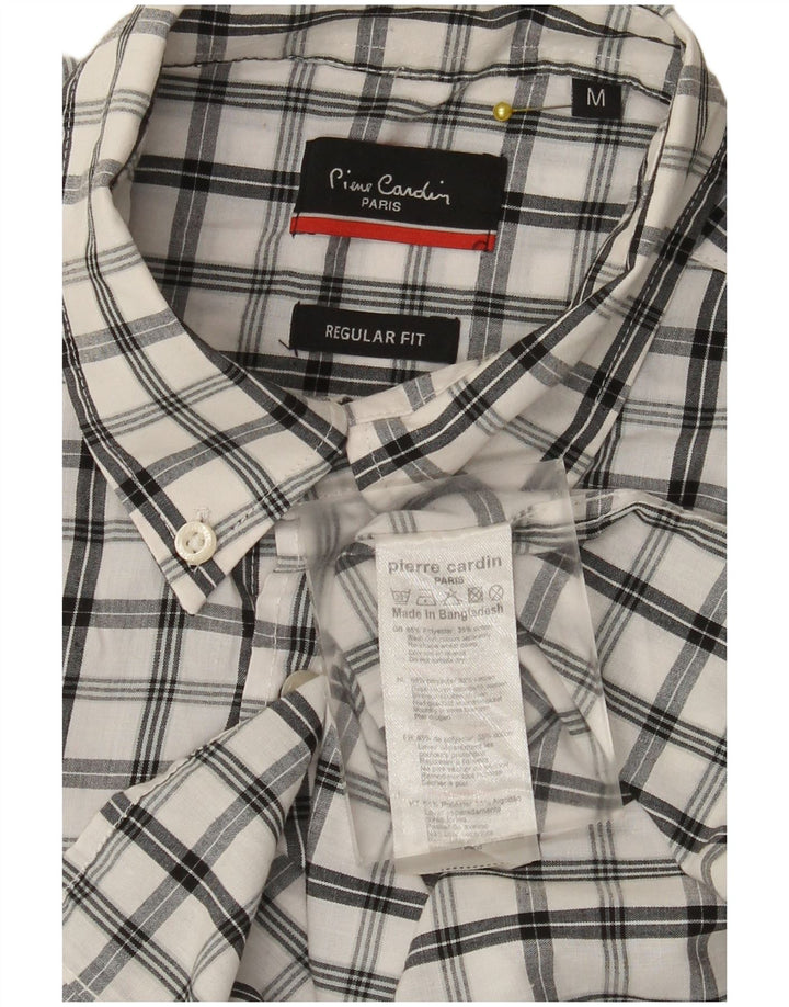 Camisa masculina Pierre Cardin de manga curta regular fit médio xadrez branco