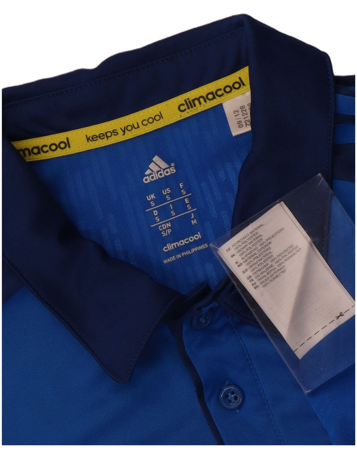 ADIDAS Mens Climacool Polo Shirt Pequeno Azul Colorblock Poliéster